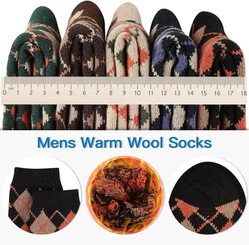 Vista 4 de Heatuff Calcetines de lana de invierno para hombre térmicos cálidos suaves 5 pares Normal Thick - Multicolor 2
