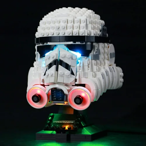 Vista 2 de BRIKSMAX - Kit de iluminación LED para casco Stormtrooper, compatible con el modelo de bloques de construcción Lego 75276, no incluye el juego