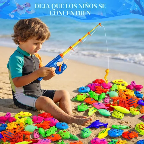 Vista 5 de CozyBomB™ Juego de juguetes magnéticos de pesca para niños Juego de mesa de agua, bañera, piscina para niños, caña, red, peces flotantes