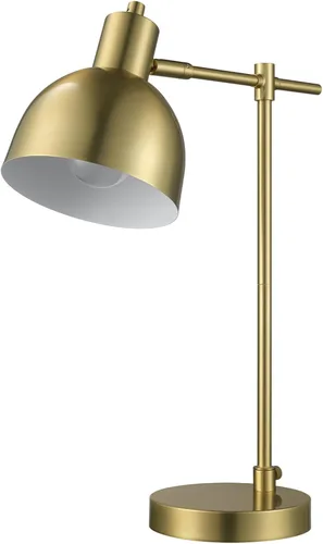 Vista 10 de GLOBE Electric 52885 - Lámpara de escritorio de 15 pulgadas, latón mate, pantalla interior blanca, moderna, decoración del hogar, lámpara
