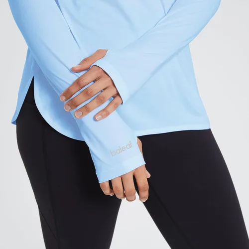Vista 5 de baleaf Camiseta de protección solar con capucha para mujer, con protección solar UPF 50+, manga larga, protección UV, protección contra erupciones