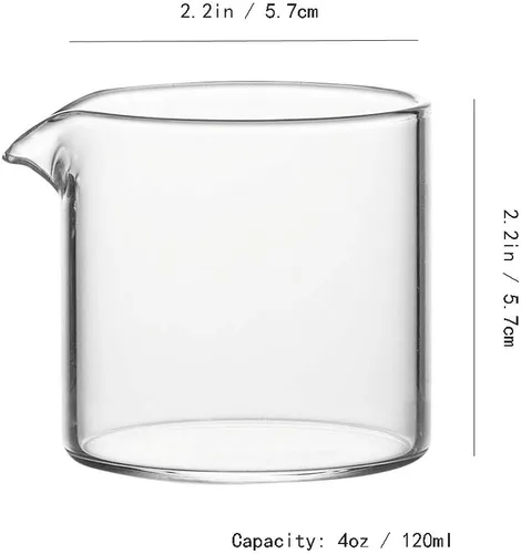 Vista 2 de FUYU 2pcs Simple Resistente al Calor Transparente Vidrio Mini Cafetera Creamer Jarra 4 oz-3