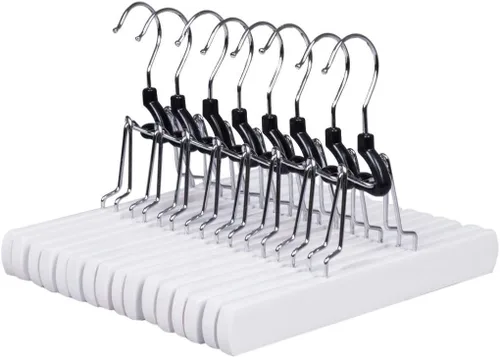 Vista 8 de Amber Home Paquete de 10 perchas de madera natural para pantalones, perchas