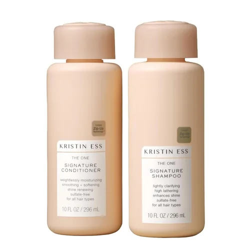Vista 4 de Kristin Ess Signature Travel Size Set de Champú + Acondicionador de Salón para Humedad, Suavidad + Brillo - Anti Encrespamiento + Ligeramente