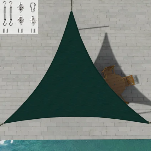 Vista 10 de Patio Paradise - Toldo parasol beige de 2 x 2 x 2 pies con kit de herrajes de 6 pulgadas, toldo triangular equilátero, tela duradera