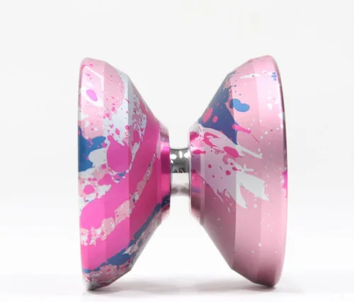 Vista 3 de Epiphanion - Yoyó - Diseño William Chow - YoYo de metal de tamaño completo (salpicaduras rosa/azul)