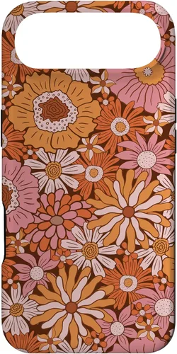 Vista 27 de Retro Flowers Meadow Floral Groovy 60s Pink Orange Brown Case for iPhone 17