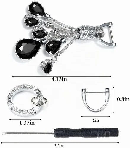 Vista 3 de Bling Crystal - Llavero de diamantes de imitación para mujer, llavero de moda 2 negro