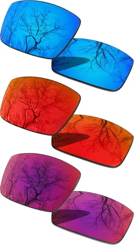 Vista 8 de 3 Pair Polarized Replacement Lenses for Oakley Gascan OO9014 Pack Cromo negro y plateado y oro de 24 quilates
