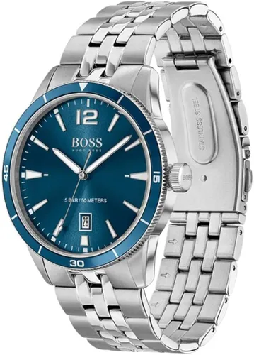 Vista 2 de BOSS Drifter - Reloj de cuarzo para hombre con correa de acero inoxidable, plateado, 22 (modelo 1513902), plateado, Reloj de cuarzo