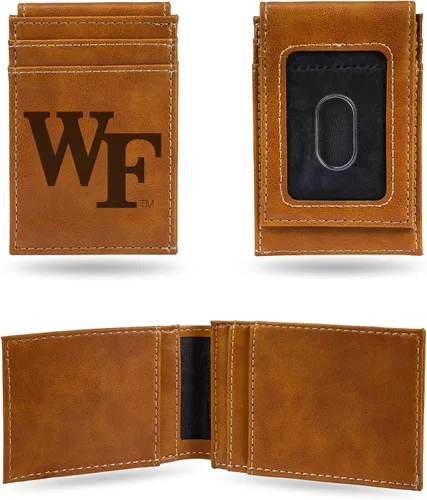 Vista 140 de Cartera de bolsillo frontal grabada con láser NCAA - Compacta/Cómoda/Delgada