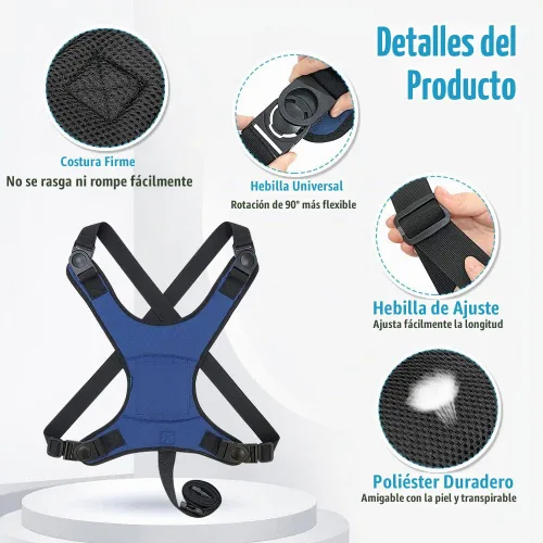 Vista 5 de AOSSA Cinturón de seguridad para silla de ruedas, restricciones de seguridad para ancianos, arnés para silla de ruedas, cinturón de seguridad