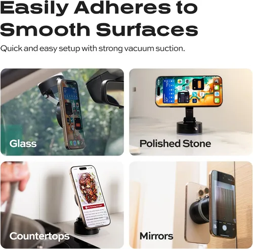 Vista 2 de Statik HyperMount® - Soporte magnético para teléfono, soporte magnético para teléfono con sellado al vacío, úsalo en superficies lisas, compatible