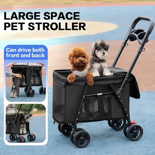 Vista 3 de Cochecito para mascotas Gato Perro Cochecito Viaje Plegable Pet Carriers