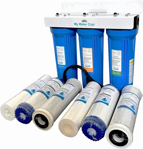 Vista 5 de MyWaterClub - Sistema de filtro de agua para toda la casa, 3 etapas, con 2 juegos de filtros adicionales, puerto de 3/4 pulgadas