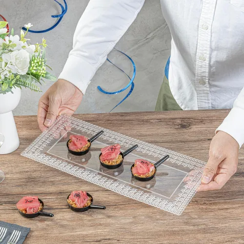Vista 5 de Restaurantware Tazas de postre desechables de 1 onza, 100 mini platos de salsa, diseño de sartén para servir condimentos, aperitivos o muestras