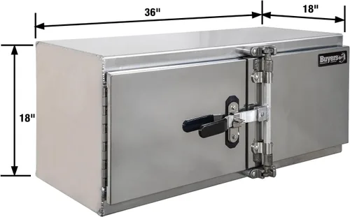 Vista 3 de Buyers Products 1762600 Caja de Herramientas de Aluminio Liso para Debajo de la Carrocería del Camión con Cerradura de Leva de Acero Inoxidable
