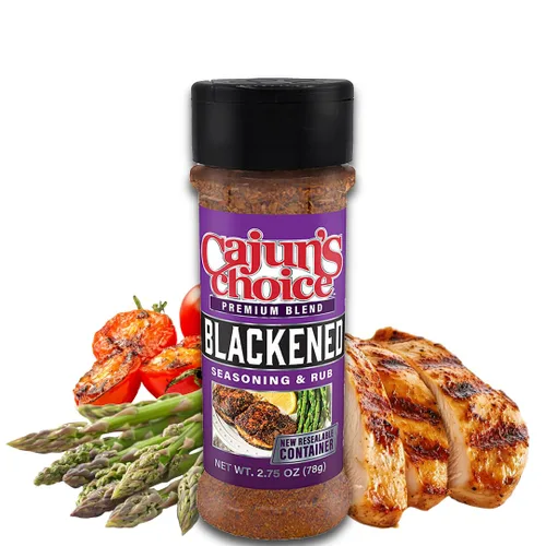 Vista 5 de Cajun's Choice - Condimento ennegrecido, tarro de 2.75 onzas, paquete de 2, totalmente natural, bajo en sal, sin gluten, auténtica especia