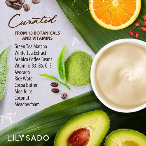 Vista 6 de LILY SADO TEA+C Coffee & Matcha Caffeine Eye Cream - Loción hidratante natural vegana antienvejecimiento con granos de café arábica + té verde