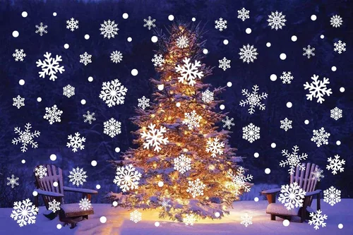 Vista 7 de Q-BABY 200 calcomanías estáticas de copos de nieve para decoración de ventanas de Navidad, 200