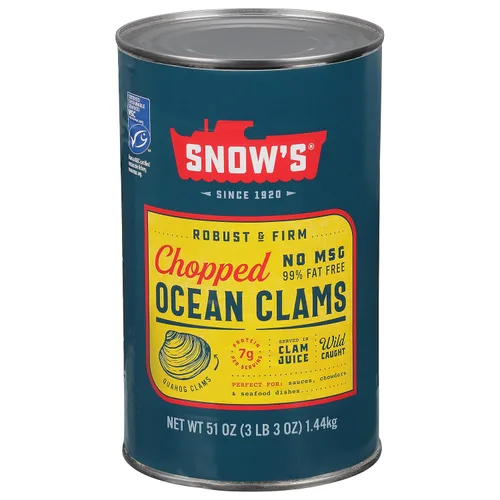 Vista 10 de Snow's Almejas Cortadas Silvestres Enlatadas, Lata de 6.5 oz - 5g de Proteína Por Porción - Sin Gluten, Apto para Keto, 99% Libre de Grasa