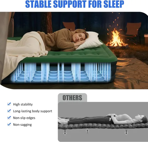 Vista 4 de AYAMAYA Colchón de aire Queen para acampar con bomba recargable y desmontable integrada, cama inflable inflable de 10 pulgadas de altura