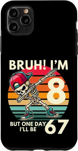 Vista 13 de Bruh I'm 8 But One-Day I'll Be 67 Retro 8th Birthday Kids Case for iPhone XR