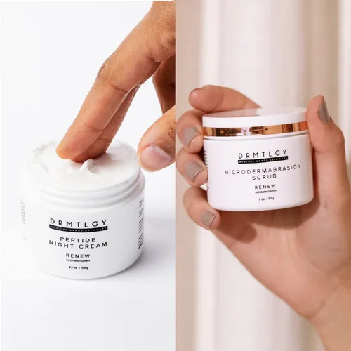 Vista 2 de DRMTLGY Peptide Night Cream - Set de crema hidratante facial y microdermoabrasión facial - Hidratante facial hidratante y exfoliante facial, paquete