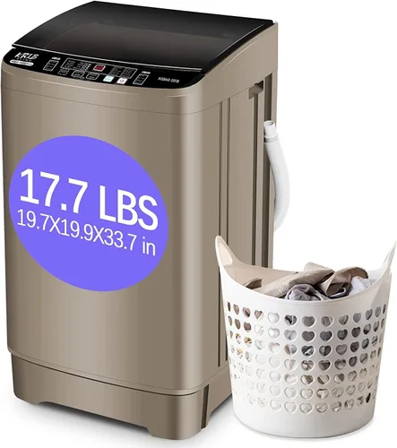 Vista 9 de KRIB BLING - Lavadora completamente automática con bomba de drenaje, lavadora compacta de 17.7 libras, 10 programas de lavado y 8 niveles de agua