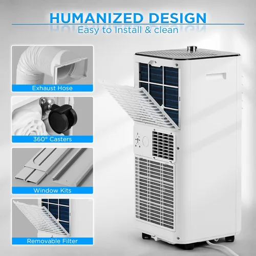 Vista 6 de TURBRO Finnmark - Aire acondicionado portátil de 8,000 BTU, deshumidificador y ventilador, unidad de aire acondicionado 3 en 1 para habitaciones