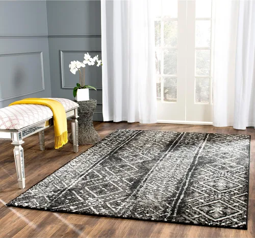 Vista 32 de SAFAVIEH Alfombra de área 8x10 - Colección Adirondack - Grande - Negro y plateado, diseño marroquí bohemio, no suelta pelusa y fácil de limpiar