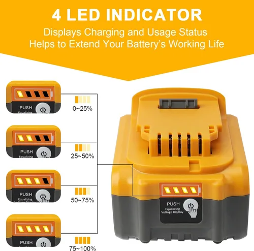 Vista 4 de waitley Batería de repuesto de 20V 6.0Ah compatible con herramientas Dewalt
