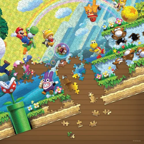 Vista 5 de Rompecabezas de 1000 piezas de Super Mario "Chaos & Fun", dimensiones de 19 x 27 pulgadas, rompecabezas coleccionable con Mario, Luigi, Nabbit