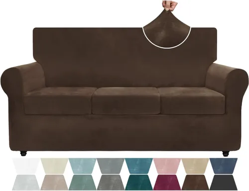 Vista 45 de ZNSAYOTX Fundas elásticas para silla de terciopelo de lujo con brazo, 2 piezas, para sala de estar, funda gruesa y suave, antideslizante, protector