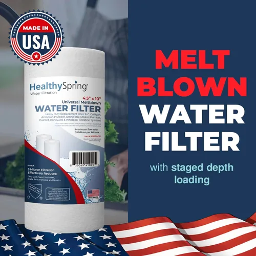 Vista 3 de Filtro de agua para sedimentos fabricado en Estados Unidos, 10 x 4.5 pulgadas, repuesto para Pentair Pentek DGD-5005, GE® GXWH40L, GXWH35F