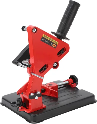 Vista 6 de Soporte para amoladora angular, soporte fijo, estación de corte duradera para taller, hierro fundido, rojo y negro, se adapta a amoladora de 100 a