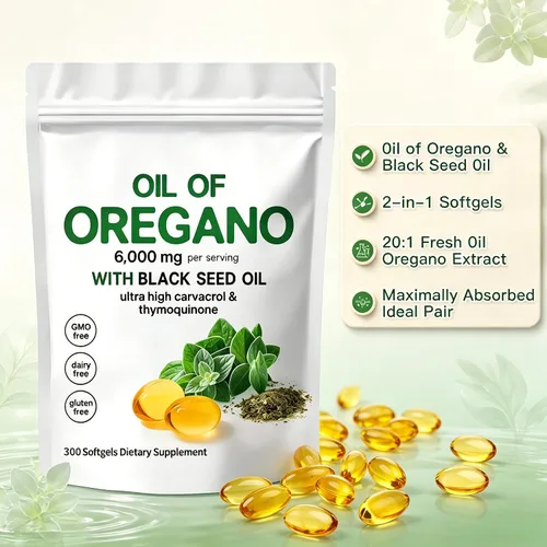 Vista 5 de 300 cápsulas blandas, aceite de orégano con aceite de semilla