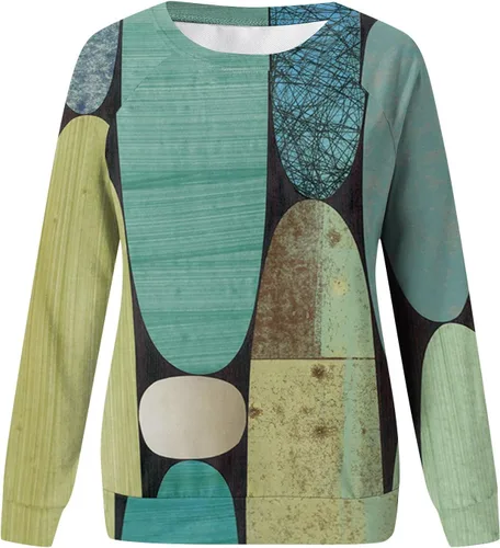 Vista 3 de Sudadera para mujer, casual, con estampado de garfia, manga larga, cuello redondo, linda, holgada, sin botones
