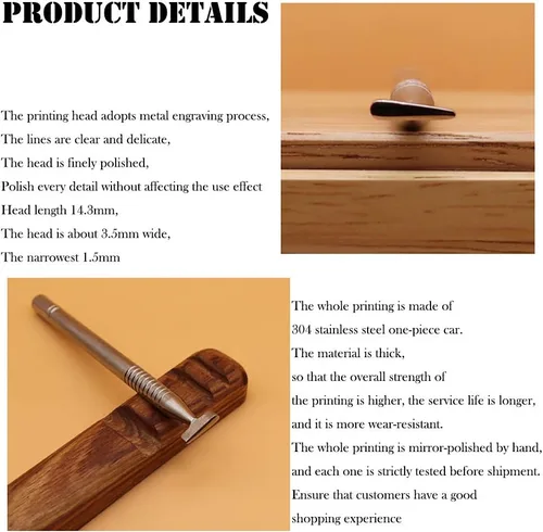 Vista 4 de Herramienta de estampado de cuero de acero inoxidable 304, herramientas profesionales de sello para tallar punzón de cuero, bricolaje LeatherCrafts