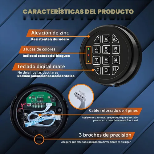 Vista 3 de Teclado electrónico del reemplazo de la cerradura segura del arma con la cerradura del solenoide - negro Gun Safe Lock with Programmable