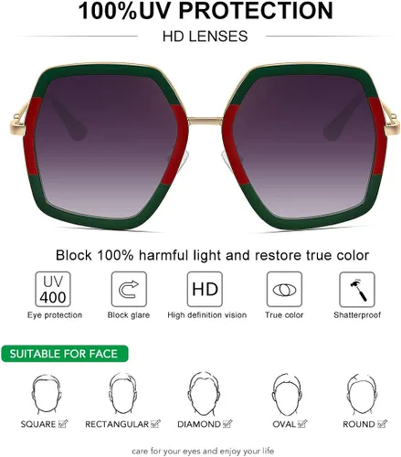 Vista 4 de WOWSUN Oversized Big Fashion Sunglasses for Women Irregular Large Shades UV Protection