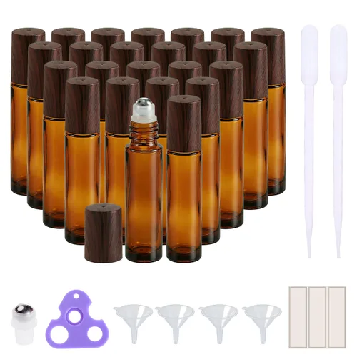 Vista 43 de PrettyCare 6 piezas, botellas roll-on de 10 ml para aceites esenciales con bola de rodillo de acero inoxidable - Botellas rellenables a prueba