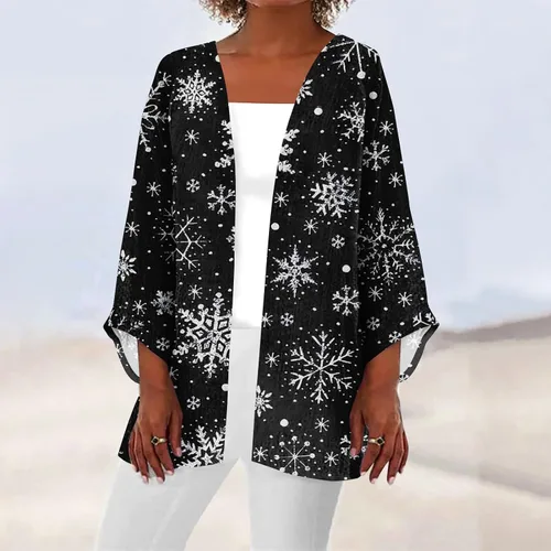 Vista 2 de FQZWONG Cárdigan para mujer, casual, de manga larga, clásica, con frente abierto, para otoño, talla grande, ligero, suave y cómodo