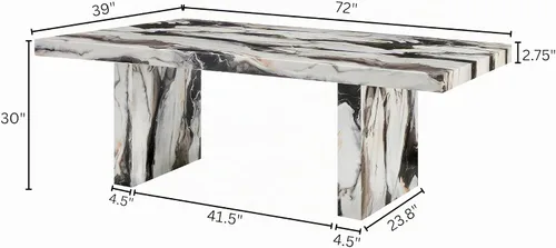 Vista 2 de Roundhill Furniture Cavira - Mesa de comedor moderna de mármol sintético con base de pedestal doble