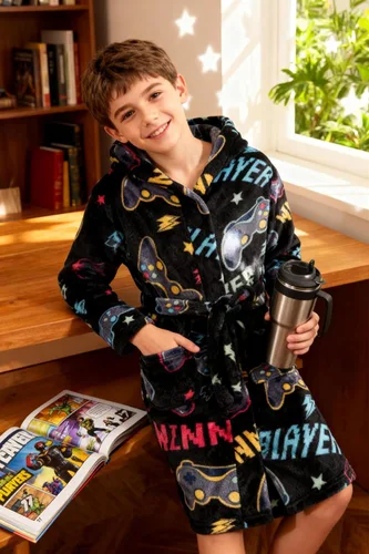 Vista 71 de E.W Apparel Bata de baño de forro polar con capucha para niños, bata suave y mullida para niños pequeños