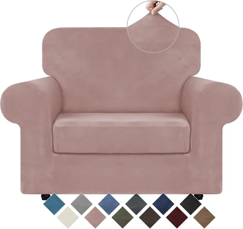 Vista 56 de WEERRW 4 Piezas Fundas de Terciopelo de Alta Elasticidad para Sofá de 3 Cojines Fundas de Sofá, Protector de Muebles Lavable con Parte Inferior