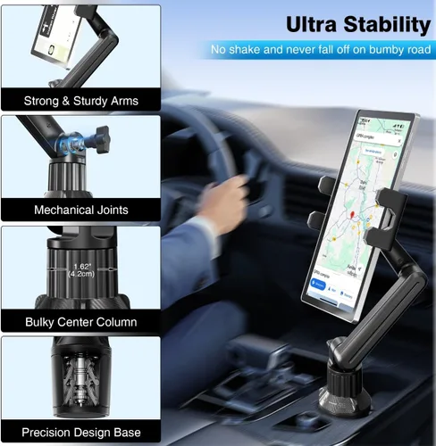 Vista 2 de Soporte para tablet de automóvil para camión, iPad con soporte de brazo ajustable de 15 pulgadas para tablet iPhone 4.7-13 pulgadas, iPad Pro Air