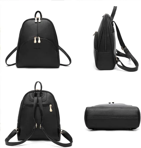 Vista 3 de Nevenka mochila informal estilo cartera de imitación cuero con cierre para mujer