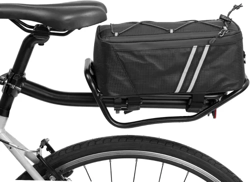 Vista 6 de Portaequipajes trasero para bicicleta con abrazadera de liberación rápida, estante retráctil de carga de bicicleta de aleación de aluminio, marco