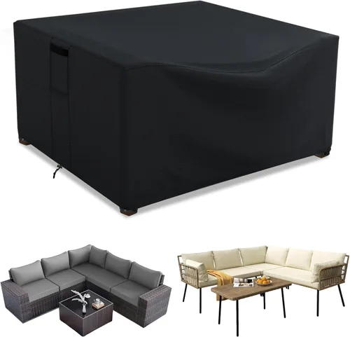 Vista 8 de Fundas para muebles de patio impermeables, resistentes 600D, fundas para muebles de exterior para sofá seccional exterior, resistente al desgarro